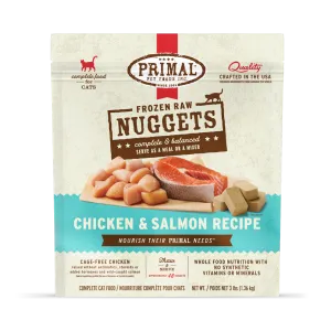 Primal Raw Frozen Nuggets Chicken & Salmon Formula For Cats healthy cat food, premium dry cat food