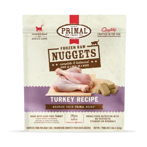 Primal Raw Frozen Nuggets Turkey Formula Nuggets For Cats raw food for cats, raw meat cat diet