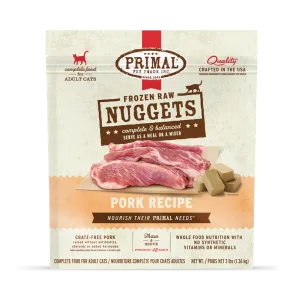 Primal Raw Frozen Pork Formula Nuggets For Cats raw food for cats, raw meat cat diet