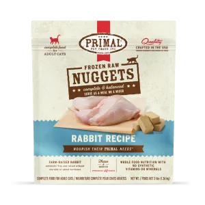 Primal Raw Frozen Rabbit Formula Nuggets For Cats raw food for cats, raw meat cat diet