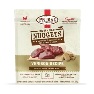Primal Raw Frozen Venison Formula Nuggets For Cats raw food for cats, raw meat cat diet