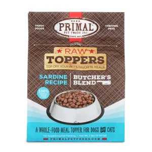 Primal Sardine Butcher's Blend Raw Frozen Topper raw food for cats, raw meat cat diet