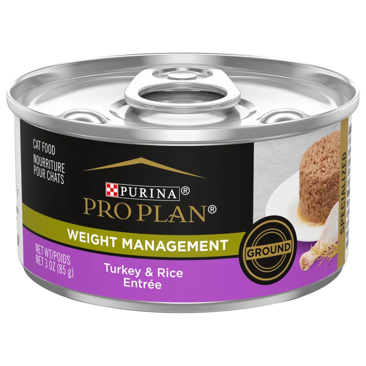 ProPlan Cat Adult Weight Management Turkey & Rice Entre Ground 3oz adult cat food, best cat food for adults