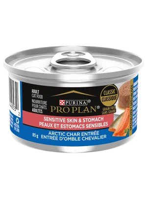 ProPlan Cat Sensitive Skin & Stomach Arctic Char Entre Grain Free Classic 3oz adult cat food, best cat food for adults