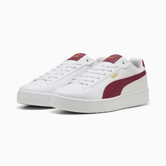 PUMA MEN'S COURT CLASSICO WHITE/RED SNEAKER SHOES Cothing_Mens-Puma