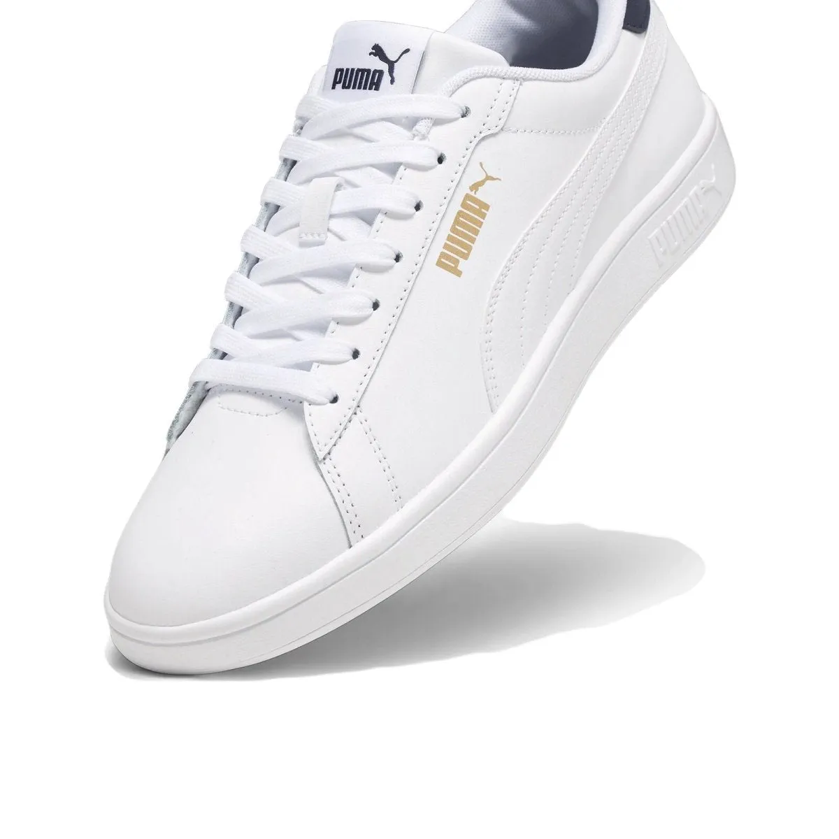 PUMA MEN'S SMASH 3.0 WHITE/NAVY/GOLD SHOES Cothing_Mens-Puma