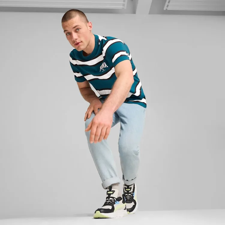 PUMA MEN'S SQUAD STRIPE GREEN TEE Cothing_Mens-Puma