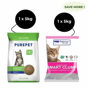 Purepet Lavender Scented and Petcrux Lavender & Lemon Scented Smart Clumping Cat Litter Combo (1 1)