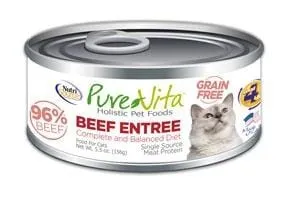 PureVita Grain Free 96% Real Beef Entree Canned Cat Food wet cat food, canned cat food