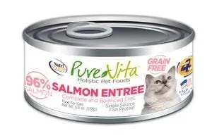 PureVita Grain Free 96% Real Salmon Entree Canned Cat Food wet cat food, canned cat food