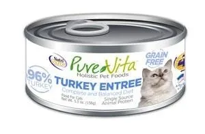 PureVita Grain Free 96% Real Turkey Entree Canned Cat Food wet cat food, canned cat food