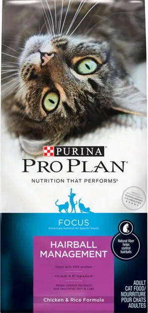 Purina Pro Plan Focus Adult Hairball Management Chicken & Rice Dry Cat Food healthy cat food, premium dry cat food