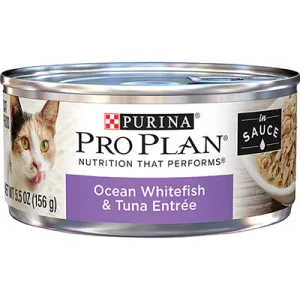 Purina Pro Plan Ocean Whitefish & Tuna Entre in Sauce wet cat food, canned cat food
