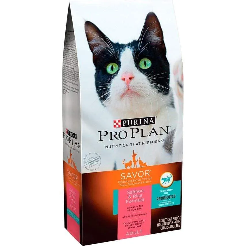 Purina Pro Plan Savor Adult Salmon & Rice Formula Dry Cat Food indoor dry cat food, healthy cat kibble