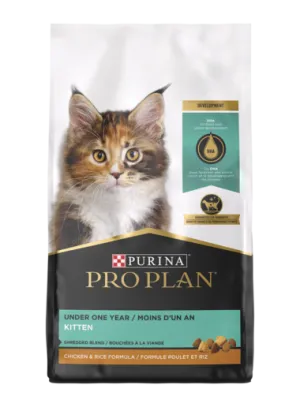 Purina Pro Plan Shredded Blend Kitten Chicken & Rice Formula healthy cat food, premium dry cat food