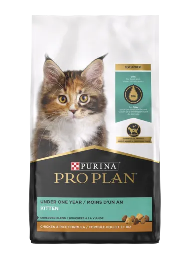 Purina Pro Plan Shredded Blend Kitten Chicken & Rice Formula healthy cat food, premium dry cat food