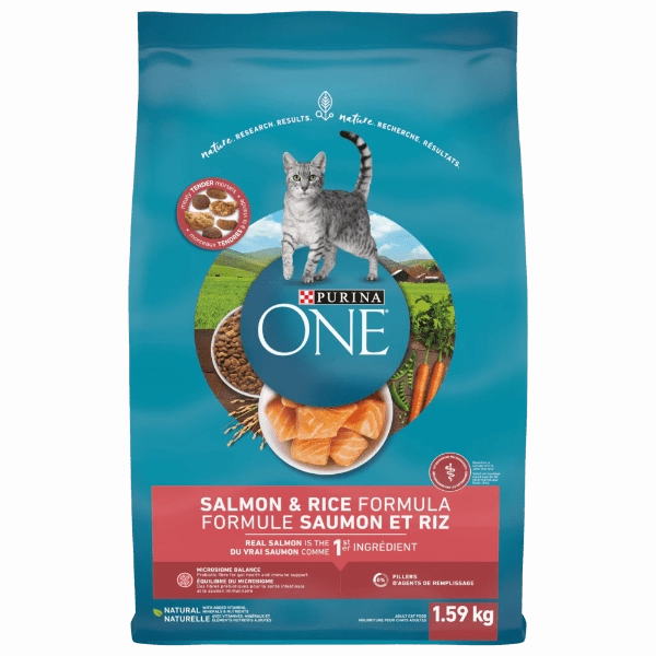 Purina ONE Salmon & Rice Formula Dry Cat Food, 1.59kg