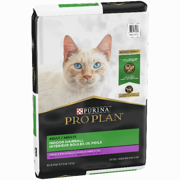 Purina Pro Plan Adult Indoor Hairball Turkey & Rice Dry Cat Food, 16lb