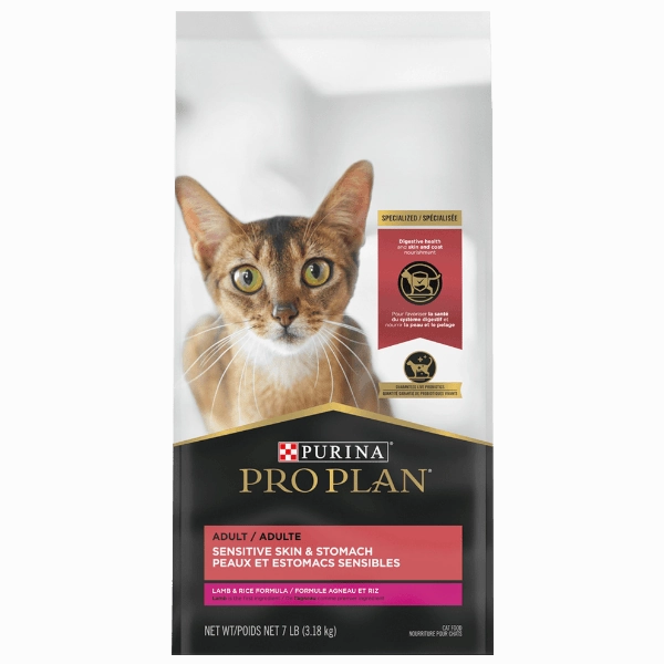 Purina Pro Plan Adult Sensitive Skin & Stomach Lamb & Rice Dry Cat Food, 7lb