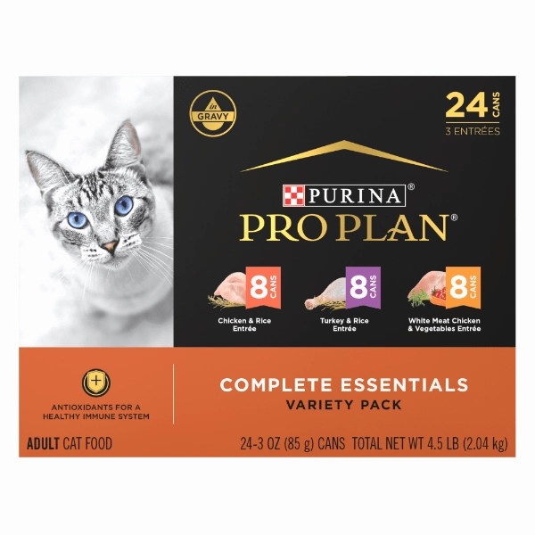 Purina Pro Plan Complete Essentials Chicken & Turkey Favourites Canned Cat Food Variety Pack 24