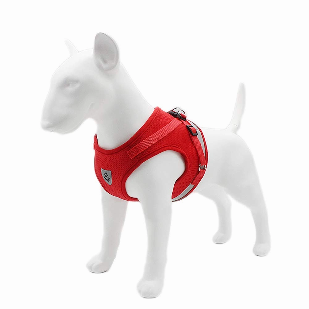 QPets Reflective Mesh Vest Harness with Leash for Dogs and Cats (Red)