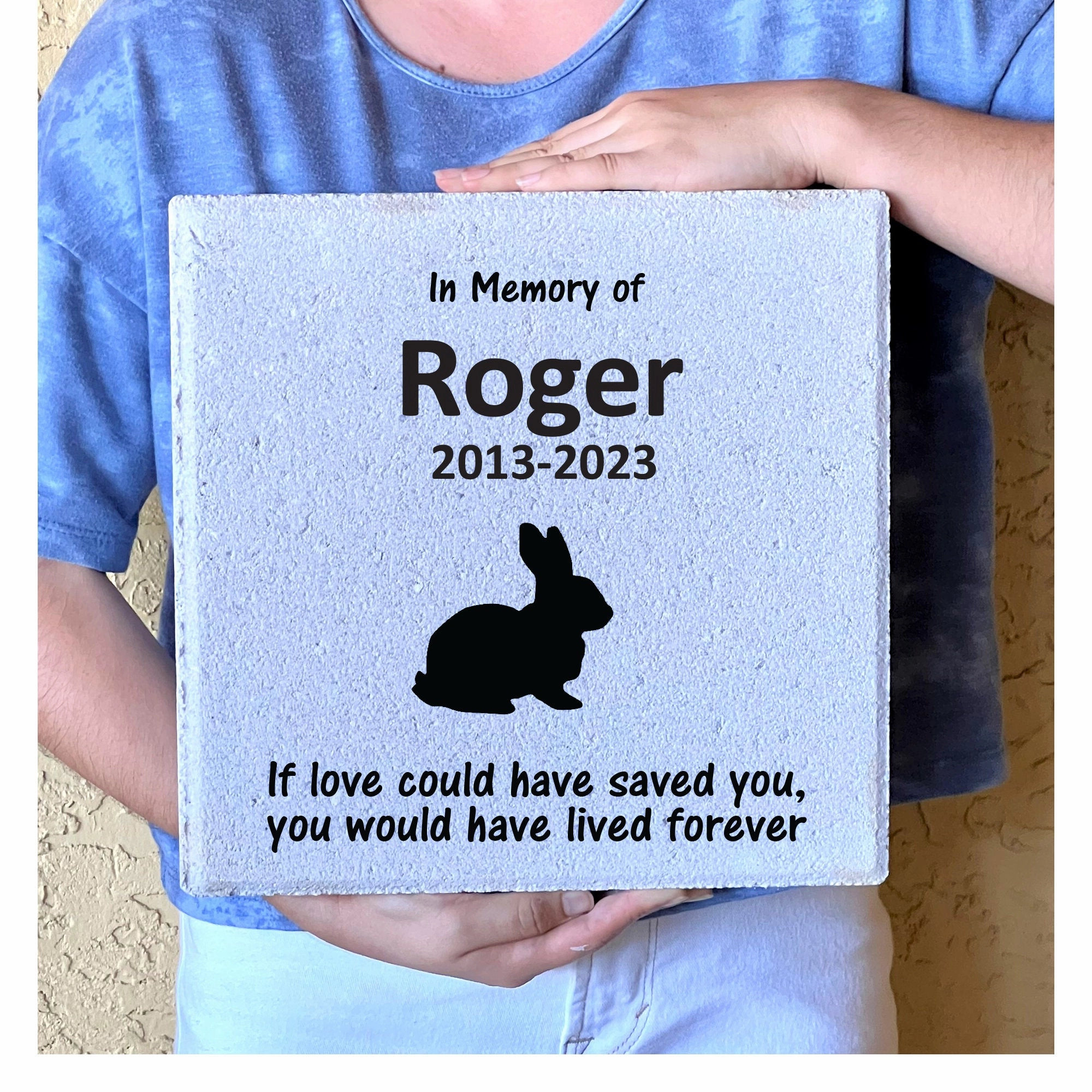 Rabbit / Bunny Memorial Stone- 12x12 Memorial Garden Stone