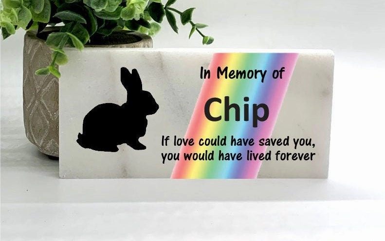 Rabbit / Bunny Memorial Stone- Rainbow Bridge Personalized Pet Keepsake