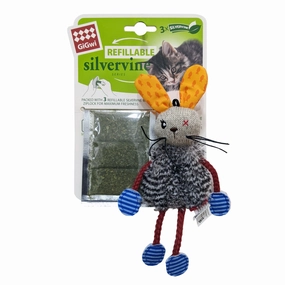 Rabbit Refillable Slivervine with 3 Slivervine teabags in ziplock bag cat toy set,cat teaser