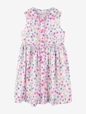 Rachel Riley Girls Aster Sleeveless Button Front Dress in Pink