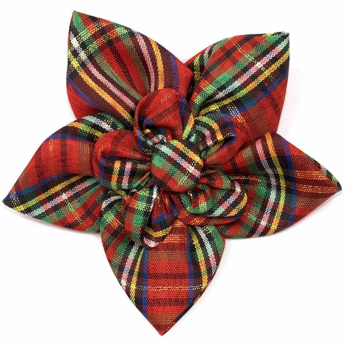 Red Lurex Plaid Dog Collar Flower dog collar accessory,collar decor