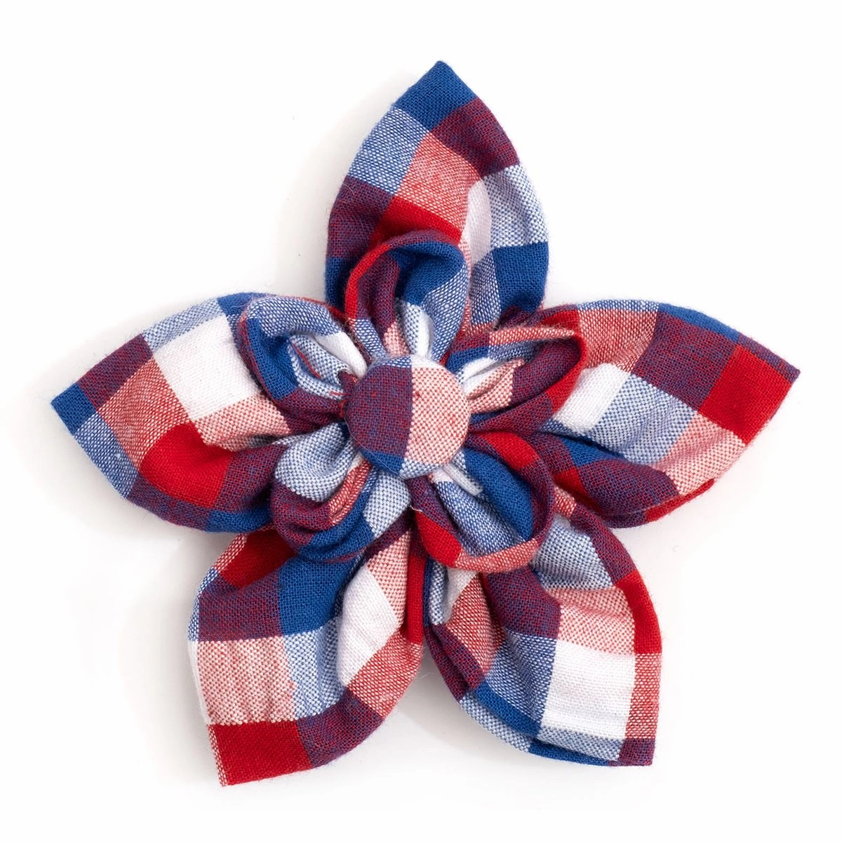 Red/White/Blue Check Dog Collar Flower dog collar accessory,collar decor