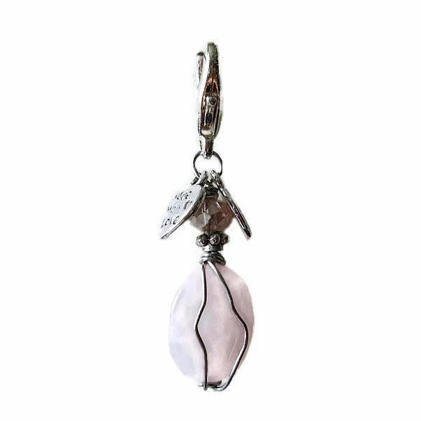 Rose Quartz Healing Dog Collar Charm Oval Pawmulet dog collar charm,pet tag