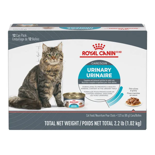 Royal Canin Feline Care Nutrition Urinary Care Thin Slices In Gravy Canned Cat Food - 12 can pack, 3 oz adult cat food, best cat food for adults