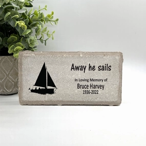 Sailor Memorial Stone -"Away he sails" Sailboat Memorial Gift show poultry,grooming poultry