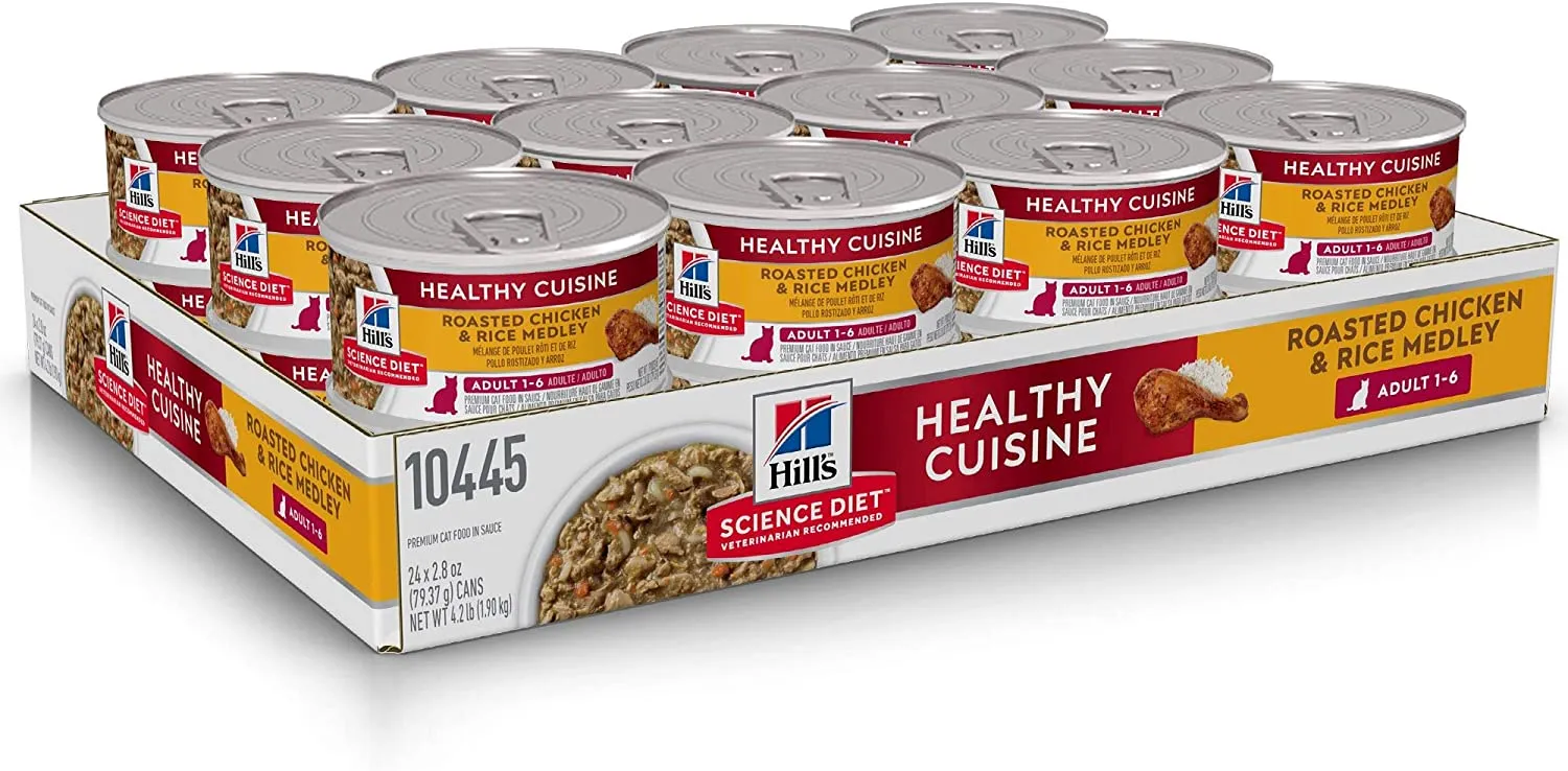 Science Diet Adult Healthy Cuisine Canned Cat Food, Roasted Chicken & Rice Medley 2.8oz