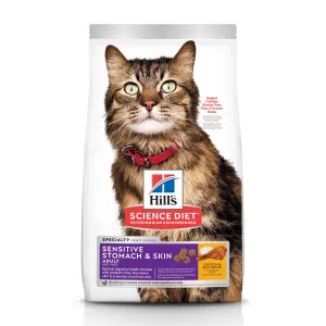 Science Diet Cat Adult Sensitive Stomach & Skin Chicken & Rice Recipe dry cat food, cat kibble