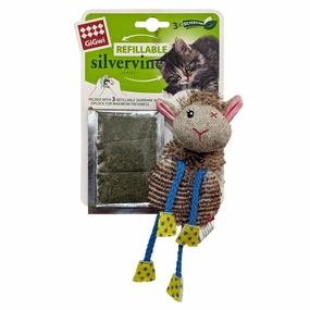 Sheep Refillable Slivervine with 3 Slivervine teabags with ziplock bag cat toy set,cat teaser