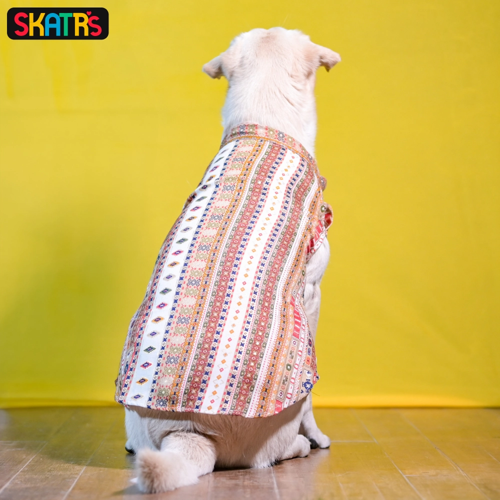 Skatrs Cotton Printed Kurta for Dogs and Cats (White)