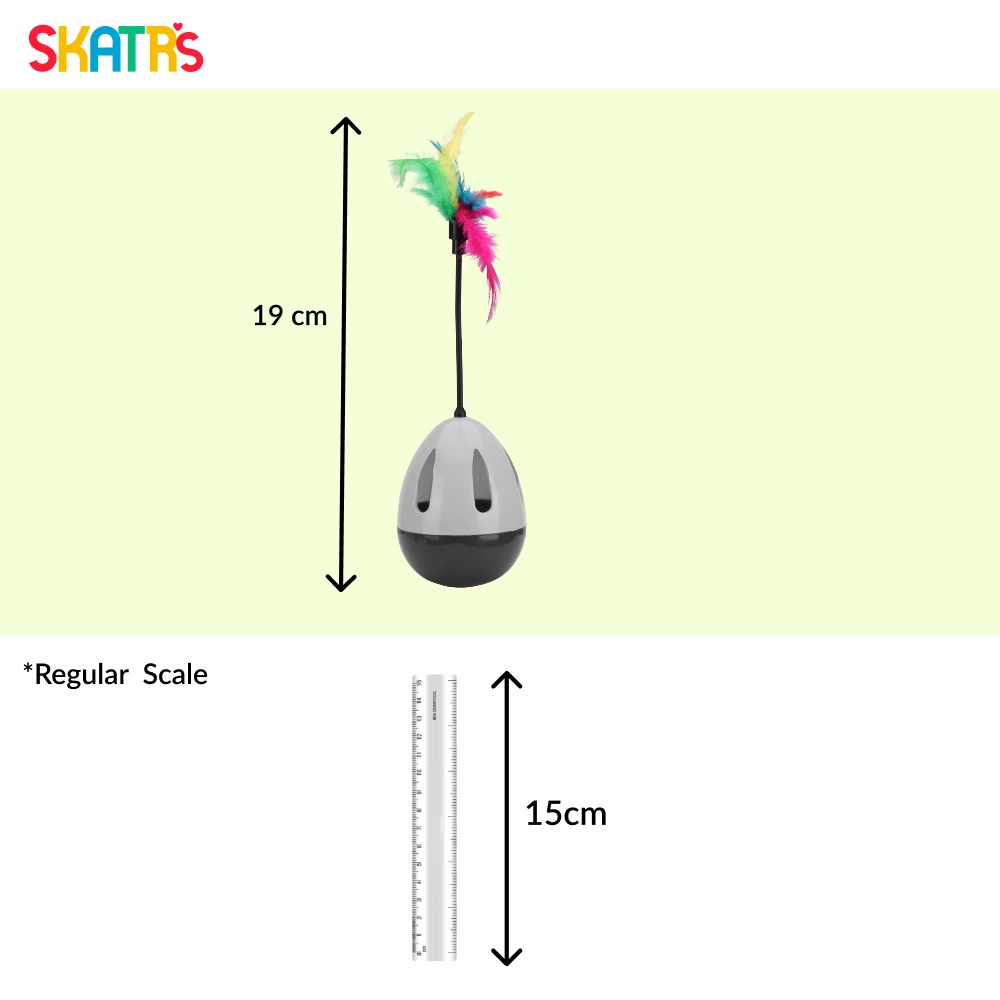 Skatrs Feather Interactive Tumbler Toy for Cats (Grey)