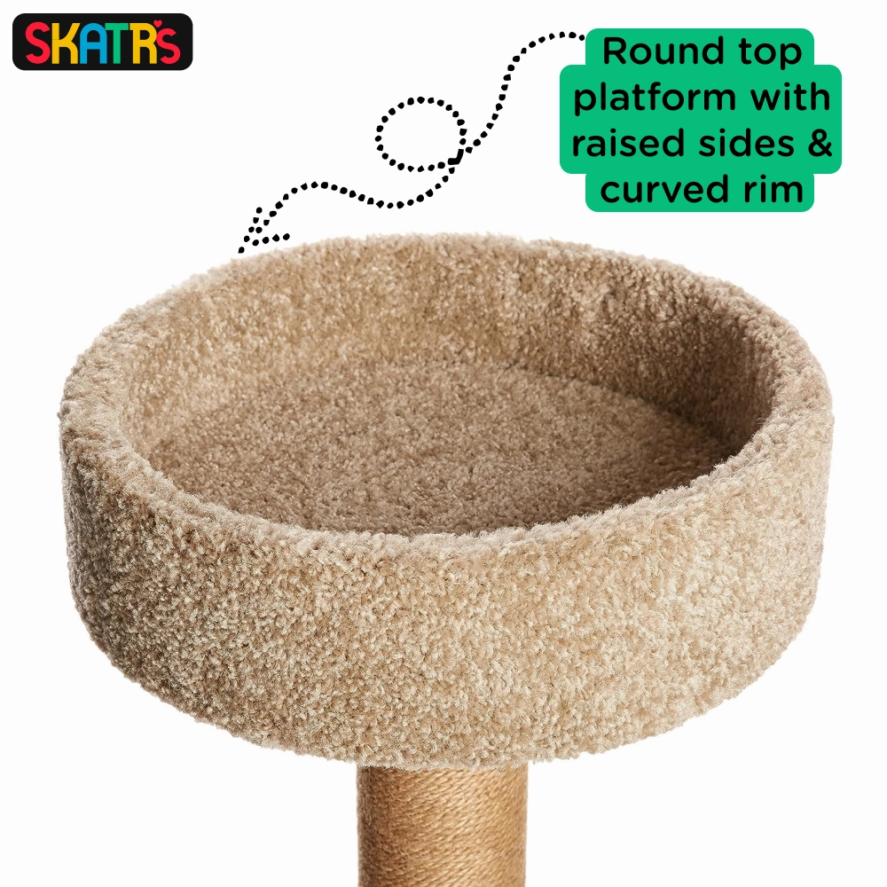 Skatrs Feline Fortress Two Tier Cat Tree with Sisal Post Toy (Beige)