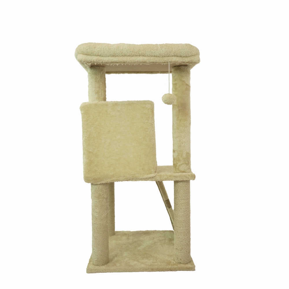 Skatrs Fur Fabric Ladder Jute Rope Scratching Post Cat tree for Cats and Kittens (Beige)