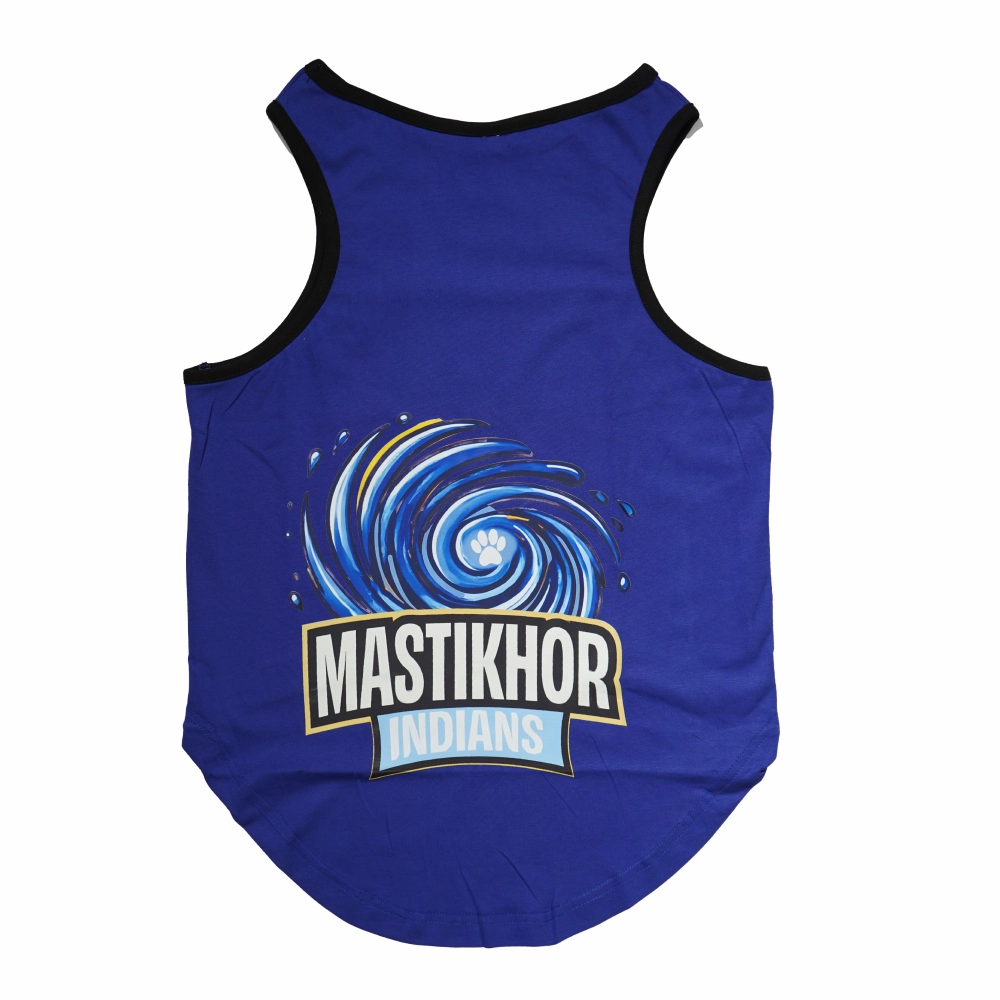 Skatrs Mastikhor Indians Cricket Jersey for Dogs and Cats (Blue)