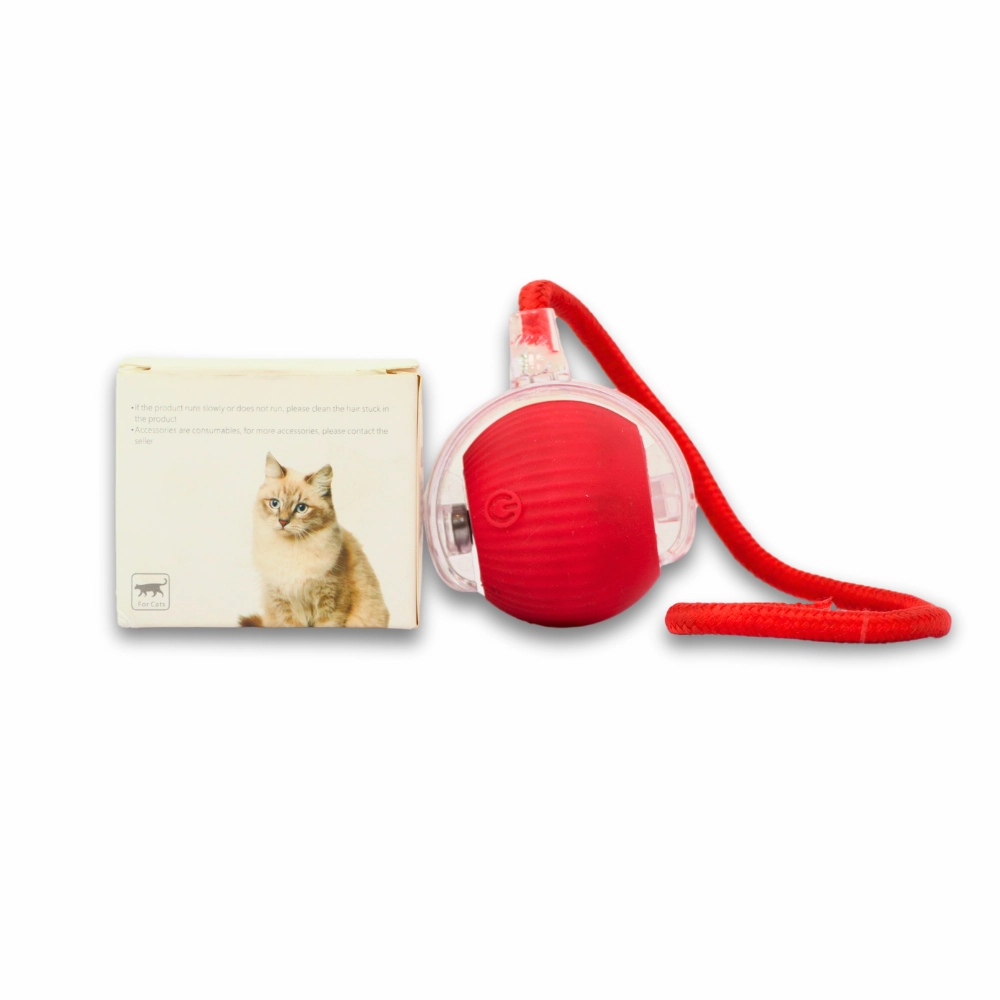 Skatrs Running Ball with String Toy for Cats (Red)