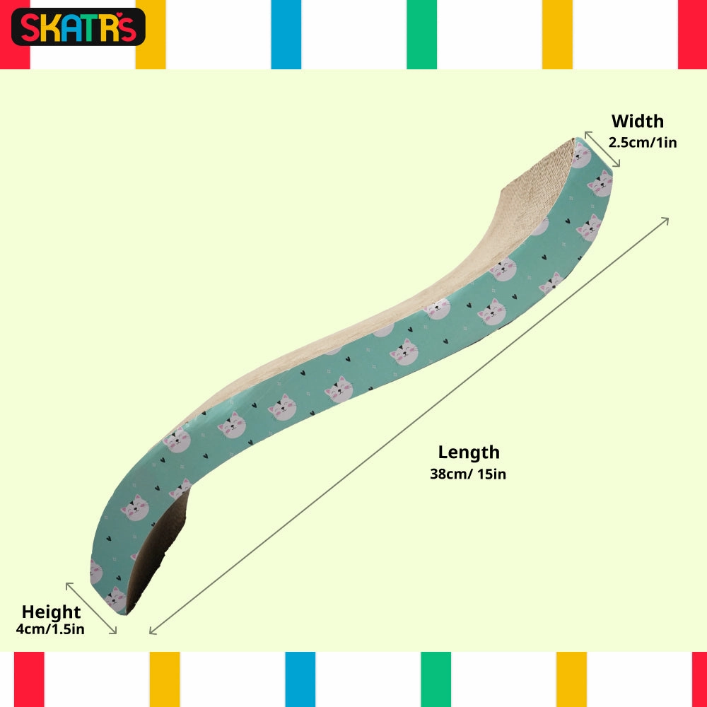 Skatrs Satisfying Wave Cat Scratcher with 2g Premium Catnip Free (Length 51cm)
