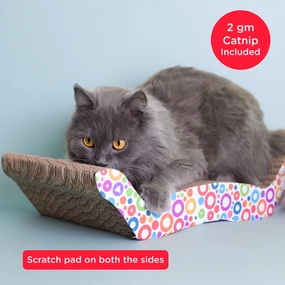 Skatrs Whisker Wonder Corrugated Cardboard Cat Scratcher with 2g Premium Catnip Free