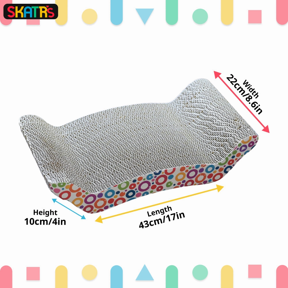 Skatrs Whisker Wonder Corrugated Cardboard Cat Scratcher with 2g Premium Catnip Free