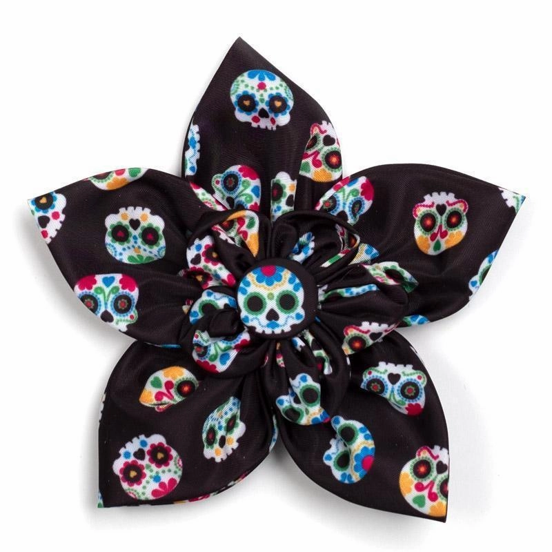 Skeletons Dog Collar Flower Black dog collar accessory,collar decor