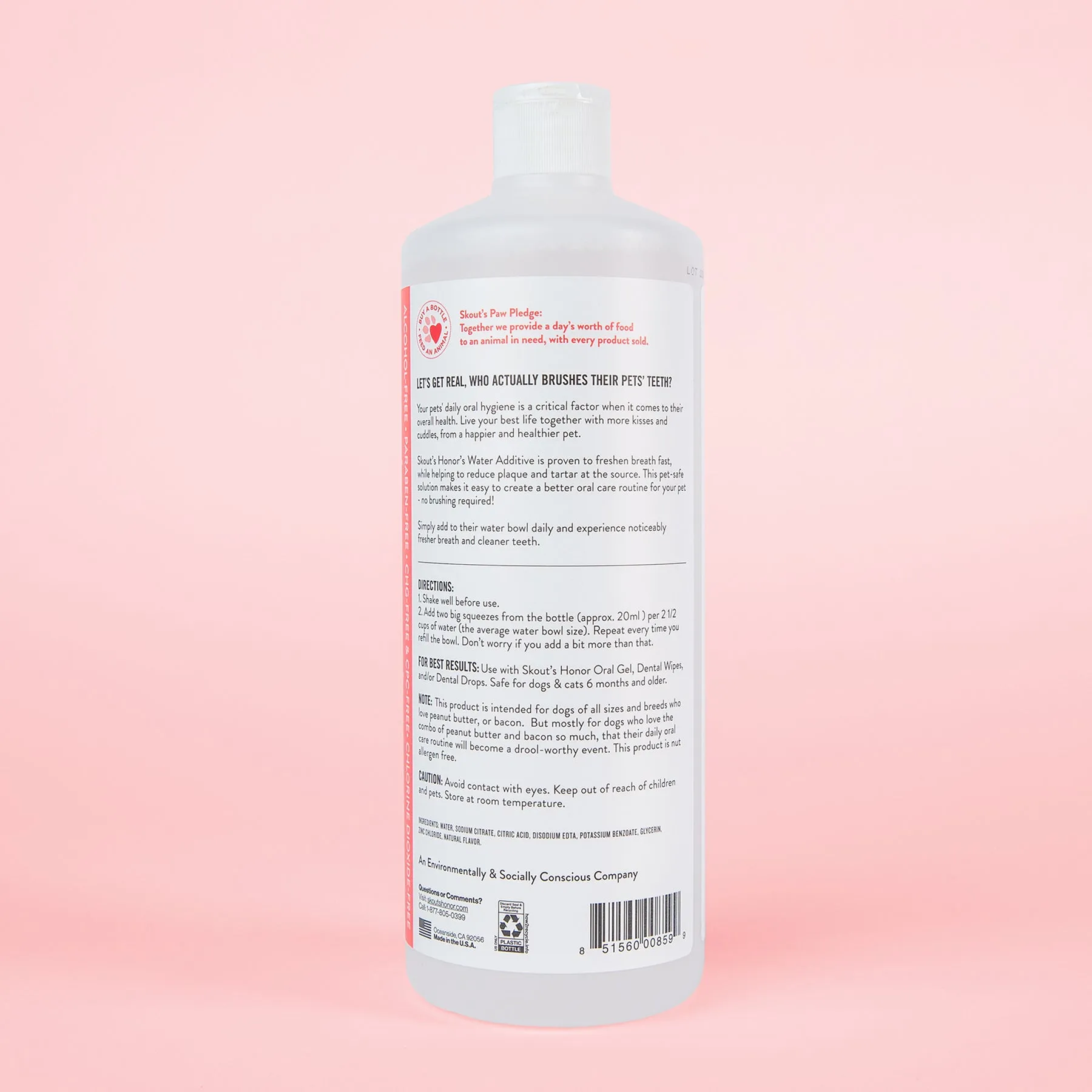 Skout's Honor Oral Care Peanut Butter and Bacon Flavored Water Additive for Dogs and Cats