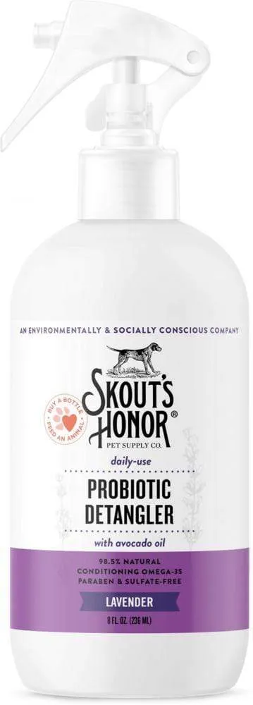 Skout's Honor Probiotic Daily Use Detangler Lavender cat grooming brush, cat shampoo