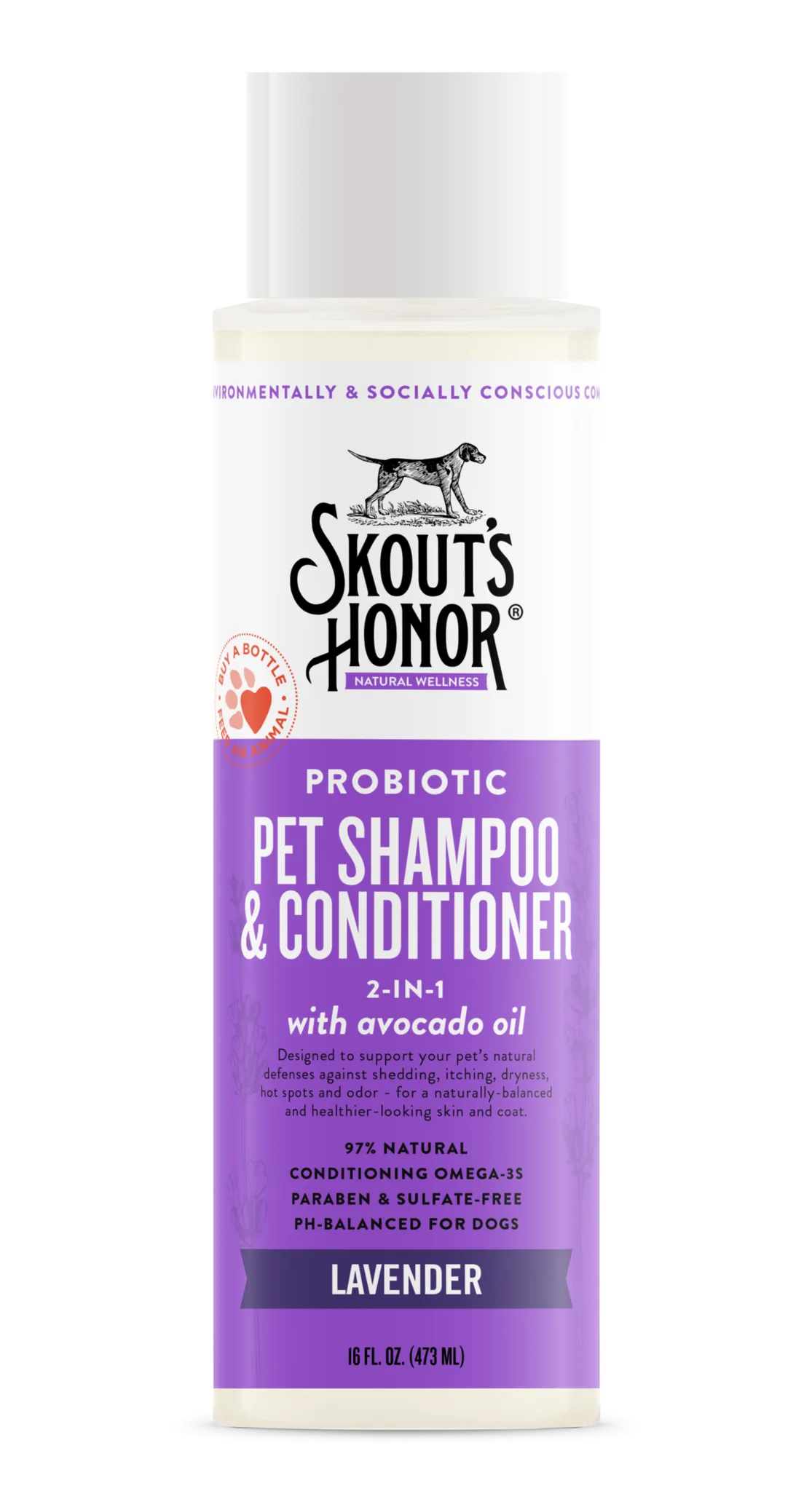 Skout's Honor Probiotic Shampoo & Conditioner (2-in-1) - Lavender cat grooming brush, cat shampoo